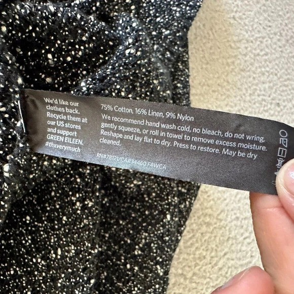 Eileen Fisher Open Knit Sweater Speckled Salt & Pepper Scoop Neck - Picture 9 of 16